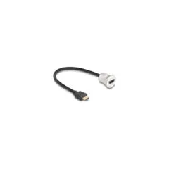 Delock HDMI Einbaubuchse 8K 60 Hz mit Kabelpeitsche Stecker 30 cm Aluminium