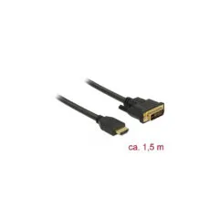 DELOCK HDMI to DVI 24+1 Cable - Model 85653 - 1.5 m, Black, Bidirectional, Gold-plated