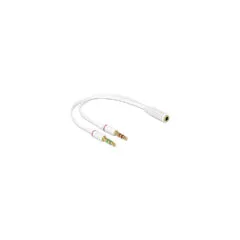 Delock Headset Adapter 1 x 3.5 mm 4 Pin Klinkenbuchse to 2 x 3.5 mm 3 Pin Klinkenstecker