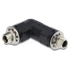 Delock Hohlstecker Adapter DC 5.5 x 2.1 mm Buchse auf Buchse mit Gewinde gewinkelt 90°