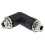 Delock Hohlstecker Adapter DC 5.5 x 2.1 mm Buchse auf Buchse mit Gewinde gewinkelt 90°