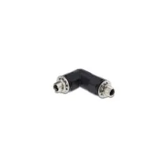 Delock Hohlstecker Adapter DC 5.5 x 2.5 mm Buchse auf Buchse mit Gewinde gewinkelt 90°