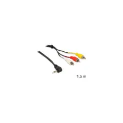 Delock Kabel Klinke 3.5 mm 4 Pin Stecker gewinkelt to 3 x Cinchstecker 1.5 m