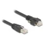 Delock Kabel RJ45 Stecker zu RJ45 Stecker mit Schraubenabstand 20 mm für GigE Kamera Cat.6A S FTP 1 m schwarz