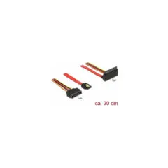 Delock Kabel SATA 6 Gb s 7 Pin Buchse + SATA 15 Pin Strom Stecker to SATA 22 Pin Buchse oben gewinkelt Metall 30 cm