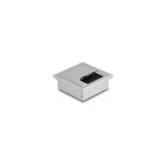 Delock Kabeldurchführung für Tischeinbau mit Bürste 80 x 80 x 28 mm silber