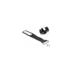 Delock Klettkabelbinder mit Schlaufe und Beschriftungsfeld L 127 x B 20 mm schwarz 5 Stück