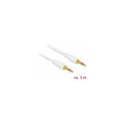 Delock Klinkenkabel 3.5 mm 3 Pin Stecker to Stecker 3 m weiß