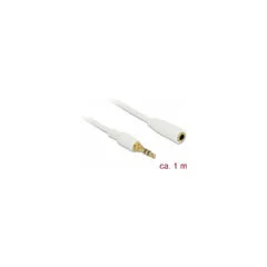 Delock Klinkenverlängerungskabel 3.5 mm 3 Pin Stecker zu Buchse 1 m weiß