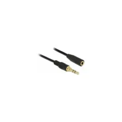 Delock Klinkenverlängerungskabel 3.5 mm 3 Pin Stecker zu Buchse 2 m schwarz