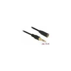 Delock Klinkenverlängerungskabel 3.5 mm 3 Pin Stecker zu Buchse 5 m schwarz