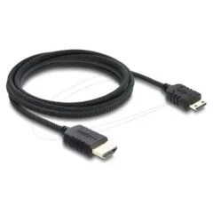 Delock Koaxiales High Speed HDMI Kabel HDMI Stecker zu Mini HDMI Stecker 8K 60 Hz mit Geflechtmantel 2 m