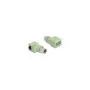Delock M12 Adapter X-kodiert 8 Pin Buchse zu RJ45 Buchse Cat.5e mit Befestigungsloch 90° gewinkelt grün