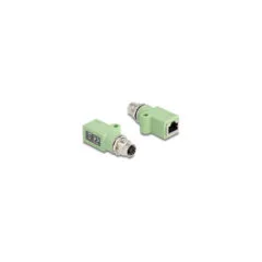Delock M12 Adapter X-kodiert 8 Pin Buchse zu RJ45 Buchse Cat.5e mit Befestigungsloch gerade grün