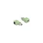 Delock M12 Adapter X-kodiert 8 Pin Stecker zu RJ45 Buchse Cat.5e mit Befestigungsloch 90° gewinkelt grün