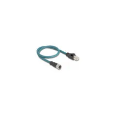 Delock M12 Adapterkabel A-kodiert 8 Pin Buchse zu RJ45 Stecker 50 cm