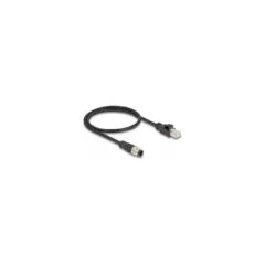 Delock M12 Adapterkabel D-kodiert 4 Pin Stecker zu RJ45 Stecker 50 cm