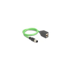 Delock M12 Kabel A-kodiert 8 Pin Stecker zu RJ45 Buchse PUR (TPU) 0.5 m