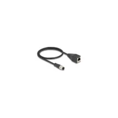 Delock M12 Kabel A-kodiert 8 Pin Stecker zu RJ45 Buchse PVC 0.5 m