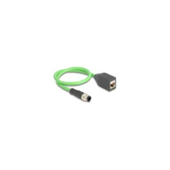 Delock M12 Kabel D-kodiert 4 Pin Stecker zu RJ45 Buchse PUR (TPU) 0.5 m
