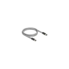 Delock M12 Kabel L-kodiert 5 Pin Stecker zu Stecker PUR schleppkettentauglich 2 m grau