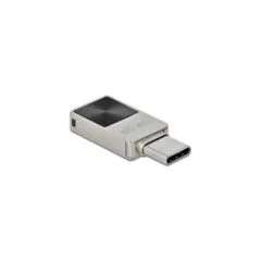 DELOCK Mini USB-C Flash Drive - 128GB - USB 3.2 Gen1 (5Gbps), Metal Housing, Silver, Capless, Keyring