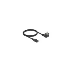 Delock Netzkabel PC Schutzkontaktstecker CEE 7 7 90° gewinkelt auf C13 Buchse. 1 m. 3 x 0.75 mm2 schwarz