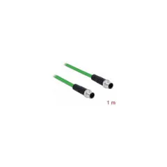 Delock Netzwerkkabel M12 D-kodiert 4 Pin Stecker zu Stecker TPU 1 m