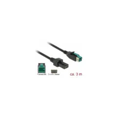 Delock PoweredUSB Kabel Stecker 12 V to 2 x 4 Pin Stecker 3 m für POS Drucker und Terminals