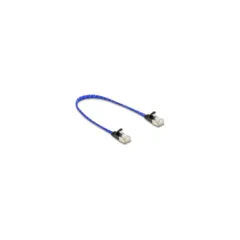 Delock RJ45 Flachband Netzwerkkabel mit Geflechtmantel Cat.6A U FTP 0.3 m blau
