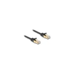 Delock RJ45 Flachband Netzwerkkabel mit Geflechtmantel Cat.6A U FTP Stecker zu Stecker 1 m schwarz