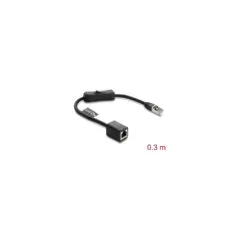 Delock RJ45 Kabel Stecker zu Buchse mit Schalter Cat.6 F UTP 0.3 m - Netzwerkschaltung schwarz