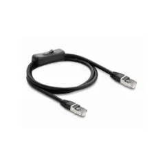 Delock RJ45 Kabel Stecker zu Stecker mit Schalter Cat.6 F UTP 0.3 m - Netzwerkschaltung schwarz
