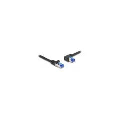 Delock RJ45 Netzwerkkabel Cat.6A S FTP gerade links gewinkelt 1 m schwarz