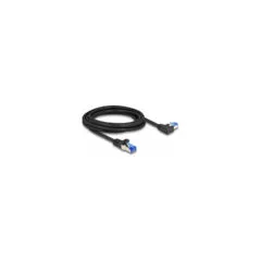 Delock RJ45 Netzwerkkabel Cat.6A S FTP gerade links gewinkelt 3 m schwarz