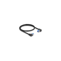 Delock RJ45 Netzwerkkabel Cat.6A S FTP rechts links gewinkelt 0.5 m schwarz