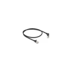 Delock RJ45 Netzwerkkabel Cat.6A S FTP Slim 90° oben gewinkelt gerade 0.5 m schwarz