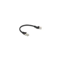 Delock RJ45 Netzwerkkabel Cat.6A S FTP Stecker 45° nach links gewinkelt zu Stecker gerade 0.25 m schwarz