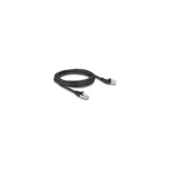 Delock RJ45 Netzwerkkabel Cat.6A S FTP Stecker 45° nach links gewinkelt zu Stecker gerade 2 m schwarz
