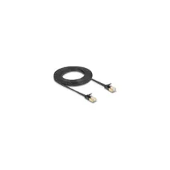 Delock RJ45 Netzwerkkabel Cat.6A Stecker zu Stecker mit robuster Rastnase und Cat.7 Rohflachbandkabel U FTP 3 m schwarz