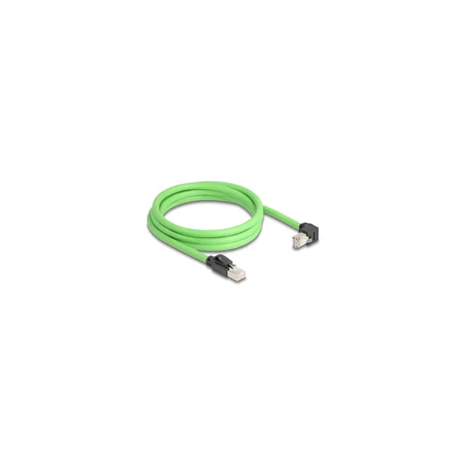 Delock RJ45 Netzwerkkabel Cat.6A Stecker zu Stecker unten gewinkelt SF UTP schleppkettentauglich PUR (TPU) 2 m grün — image 2