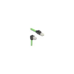Delock RJ45 Netzwerkkabel Cat.6A Stecker zu Stecker unten gewinkelt SF UTP schleppkettentauglich PUR (TPU) 2 m grün