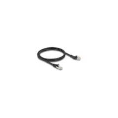Delock RJ45 Netzwerkkabel Cat.8.1 S FTP Stecker 45° nach links gewinkelt zu Stecker gerade bis 40 Gbps 1 m schwarz