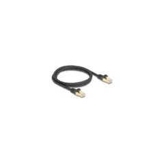 Delock RJ45 Netzwerkkabel mit Geflechtmantel Cat.6A S FTP Stecker zu Stecker 1 m schwarz