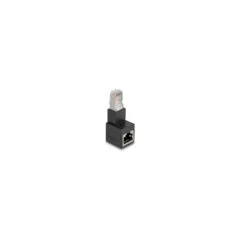 Delock RJ45 Stecker zu RJ45 Buchse Adapter Cat.6A 90° nach unten gewinkelt