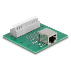 Delock RJ50 Buchse zu Terminalblock mit Drucktaster für Hutschiene