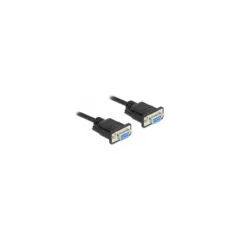 Delock RS-232 Kabel Seriell D-Sub 9 Buchse zu Buchse Nullmodem mit schmalem Steckergehäuse - CTS RTS auto control - 2 m