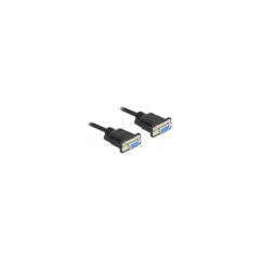 Delock RS-232 Kabel Seriell D-Sub 9 Buchse zu Buchse Nullmodem mit schmalem Steckergehäuse - Full Handshaking - 2 m