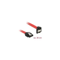 Delock SATA 6 Gb s Kabel gerade auf unten gewinkelt 30 cm rot