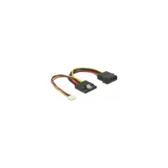 Delock Stromkabel SATA 15 Pin Buchse to Molex 4 Pin Stecker + 4 Pin Strombuchse